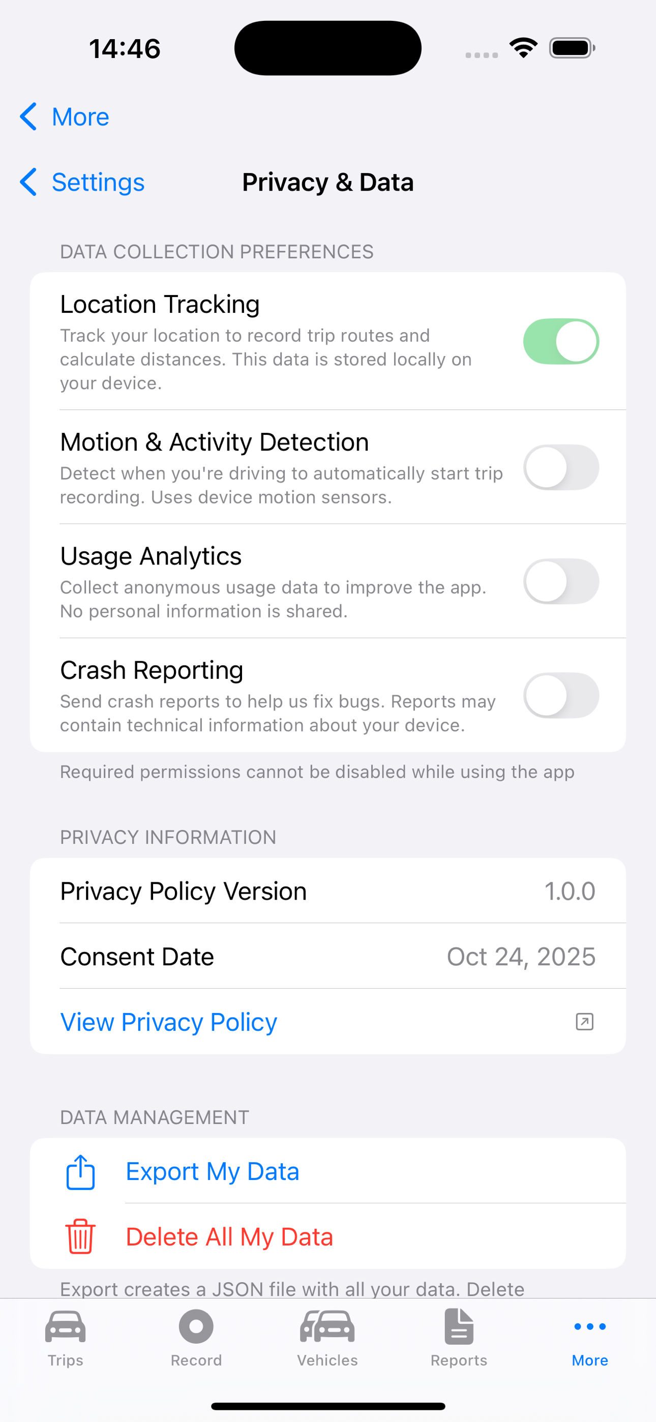 TripIQ Privacy Controls